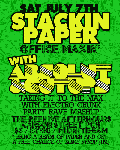 STACKIN PAPER #1 - OFFICE MAXIN' July 7th 2007 at the Beehive